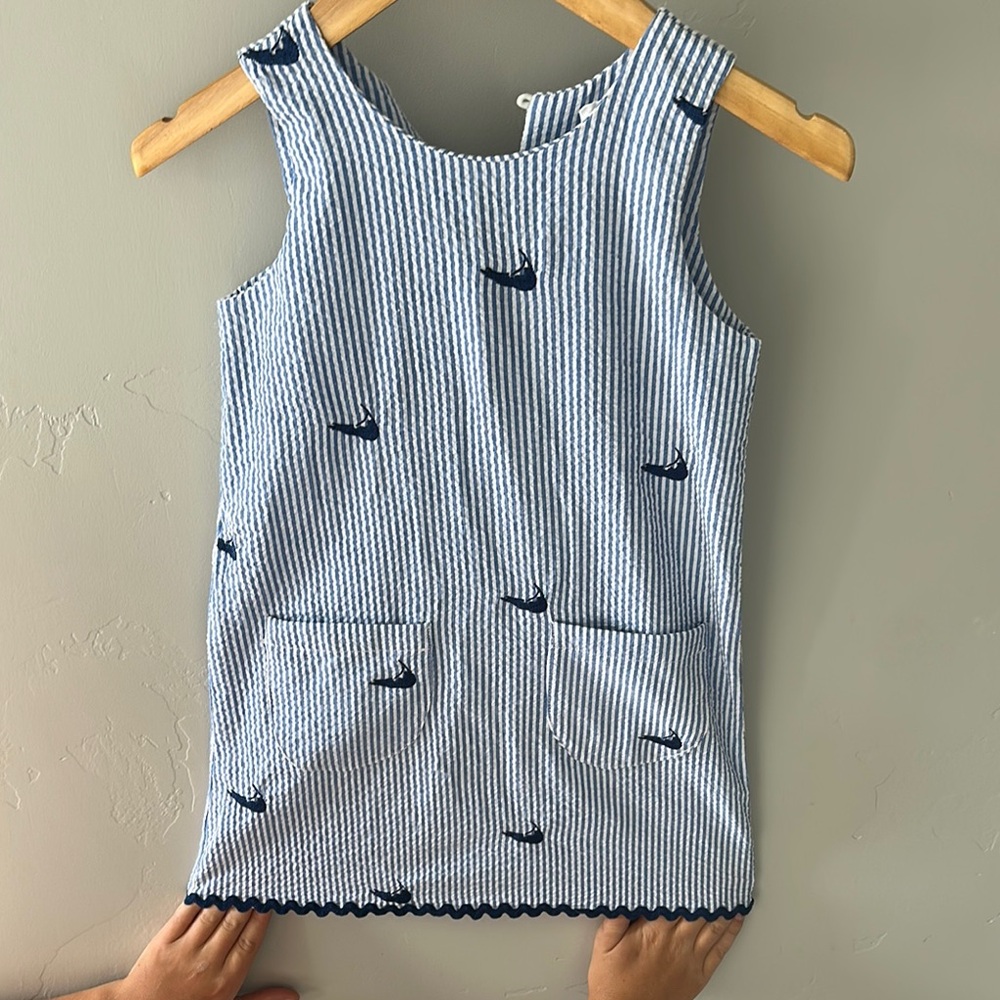 Striped Sleeveless Dress with Whale Pattern